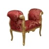 Red baroque bench and gilded wood - Baroque furniture