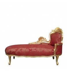 Red baroque daybed and gilded wood