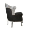 Barock stol i svart sammet och silver trä - barock möbler - 
