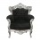Baroque armchair in black velvet and silver wood