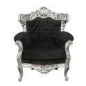 Barokk szék fekete bársony és ezüst fa - barokk bútor - 
