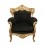 Barokke fauteuil in verguld hout en zwart fluweel