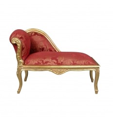 Chaise longue Louis XV rojo