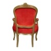 Louis XV red armchair and golden wood