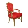 Barok czerwony i złocone fotel Ludwik XV