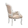 Louis XV armchair white wood and satin fabric - Louis XV white cabinet
