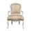 Louis XV Sessel aus weißem Holz und Satin Stoff