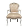 Louis XV armchair white wood and satin fabric