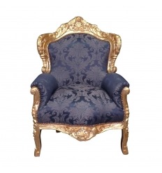 Fotel królewski niebieski barokowy