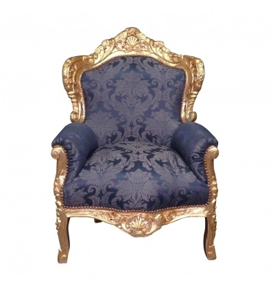 Lænestol barok royal blå -