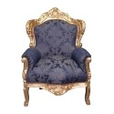 Fauteuil baroque bleu royal -