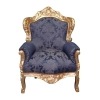 Fotel w stylu barokowym, niebieski royal -