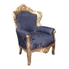 Lænestol barok royal blå -