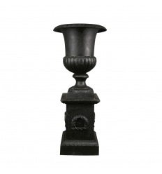 Cast iron Mediterranean vase on cast iron base - H: 73.5 cm