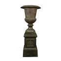 Vase Médicis en fonte de fer sur socle bronze vert de gris - Vasques en fonte