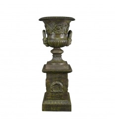 Vaso medici de ferro fundido em um pedestal - H: 69 cm