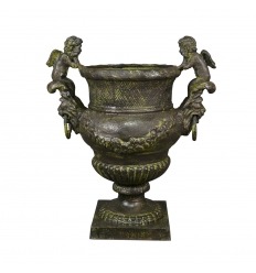 Jern støbejern medici vase med engle - H: 52 cm