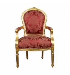 Nojatuoli Louis XVI punainen tyyli barokki