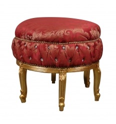 Grand pouf baroque rouge