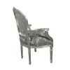 Louis XVI armchair gray baroque fabric - Baroque Louis XVI armchair