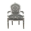 Cadeira Louis XVI tecido cinza barroco - Poltrona Louis XVI, barroco