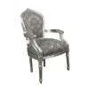 Louis XVI armchair gray baroque fabric - Baroque Louis XVI armchair