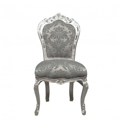 Chaise baroque en tissu gris argent - Chaises baroque