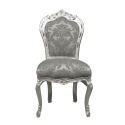 Krzesło barokowe tkanina szaro - Krzesła w stylu barokowym - 