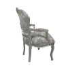 Louis XV armchair gray velvet fabric - Solid wood style seating -