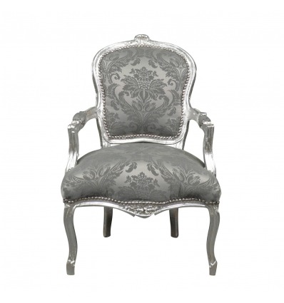 Louis XV stol tyg grå sammet - stil trä sittplatser -