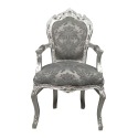 Barokowy fotel w tkaninie koloru szarego w stylu rokoko - Meble w stylu barokowym - 