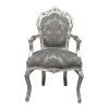Barokki tuoli harmaa kangas rokokoo - barokkihuonekalut - 