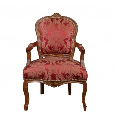 Louis XV armchair red solid wood -