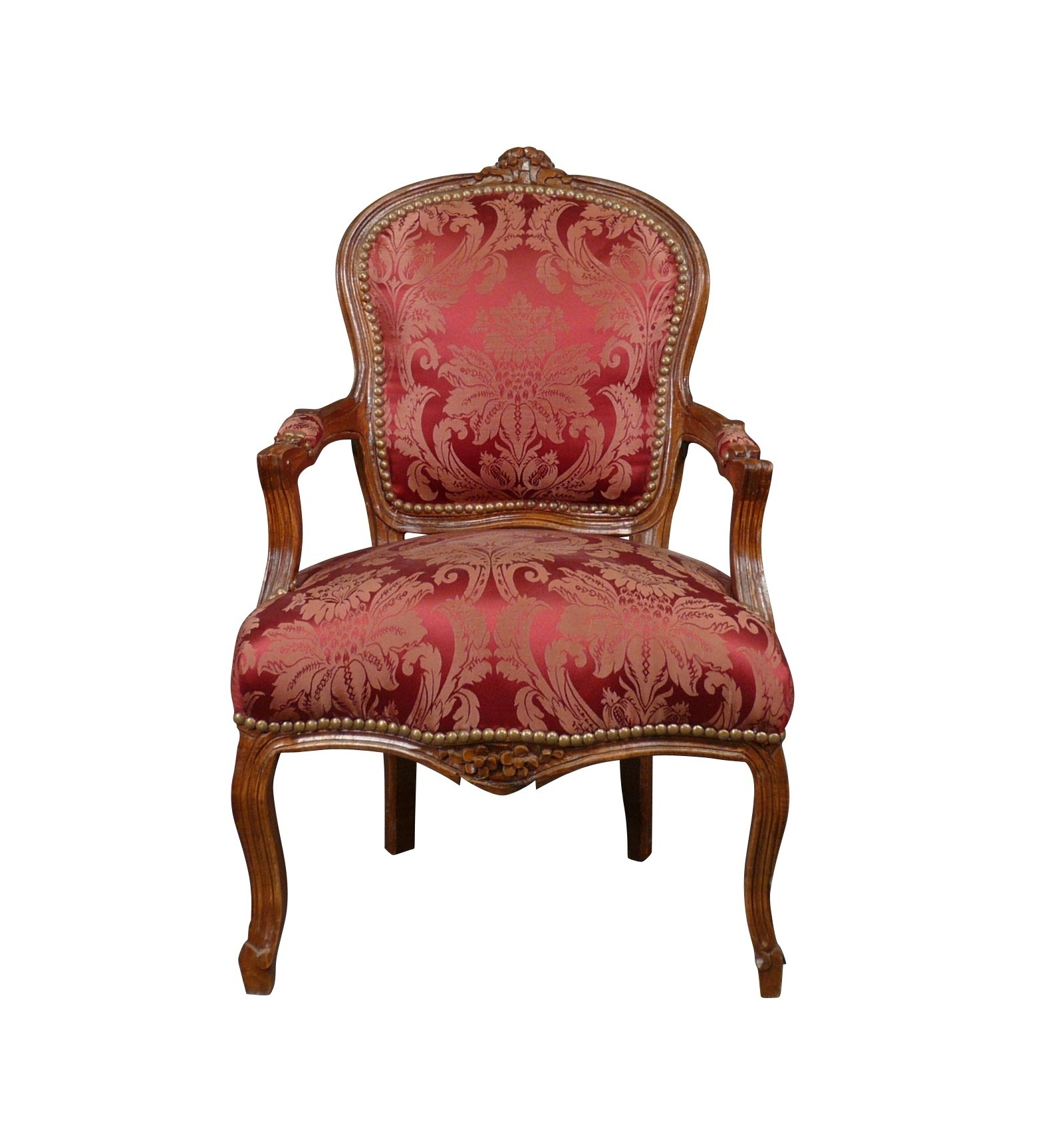 Louis XV armchair red solid wood