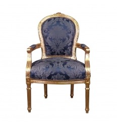 Sillón Luis XVI de estilo barroco azul real.