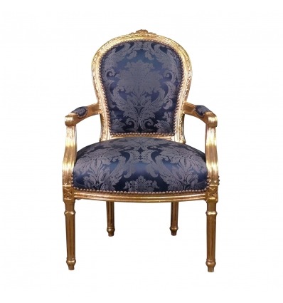  Louis XVI Sessel im königsblauen Barockstil - Barocker Louis XVI Sessel - 