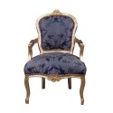 Puheenjohtaja Louis XV Blue King - huonekalut ja istunnon Louis XV - 