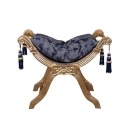 Baroque blue king banquette in solid wood - 
