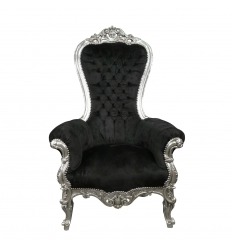 Baroque armchair Throne in black velvet