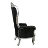 Baroque armchair Throne in black velvet and silver wood - 