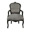 Louis XV armchair gray velvet fabric - Louis 15 armchairs - 