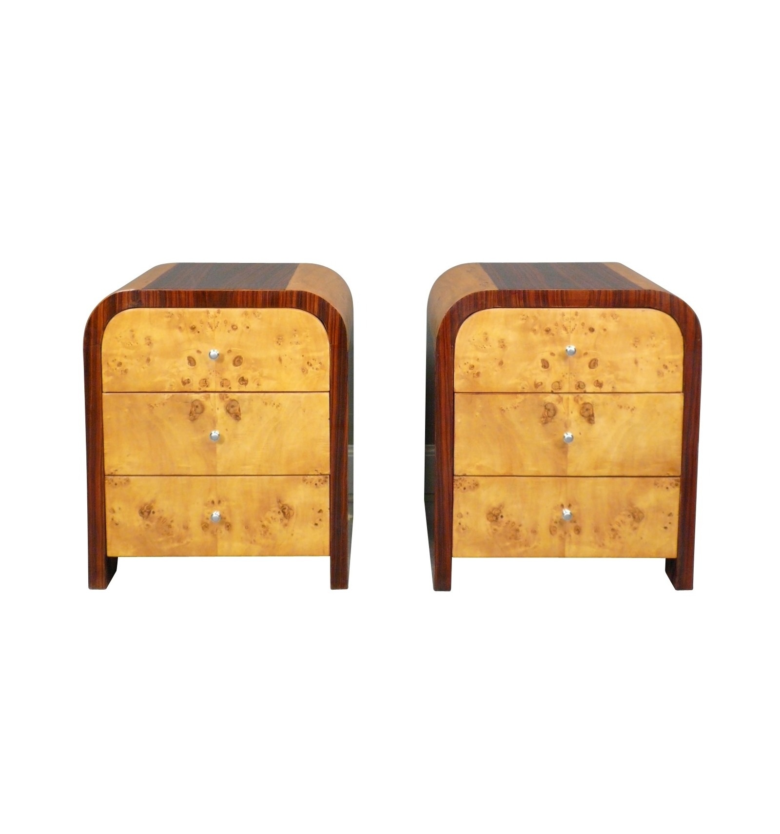 voorbeeld Top Raap Paar art deco nachtkastjes in kostbaar hout - Art Deco meubelen