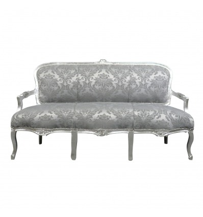  Louis XV gray satin sofa - Sofa - 
