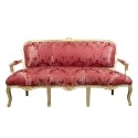  Sofá Louis XV vermelho e dourado, madeira - Sofa - 