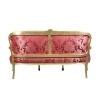  Sofa Louis XV červené a zlaté dřevo - Pohovka - 