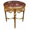Piedistallo tavolo barocco in legno dorato e top in marmo