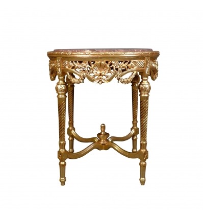 Guéridon baroque en bois doré et dessus marbre