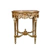 Piedistallo tavolo barocco in legno dorato e top in marmo