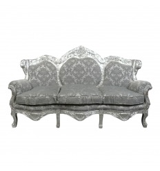 Harmaan ja hopean barokki sohva