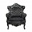 Baroque armchair in velvet and black wood